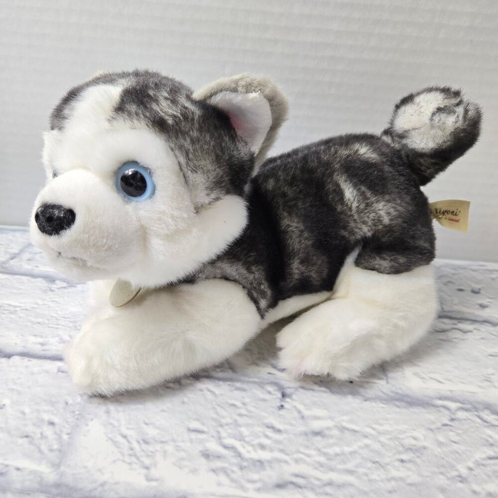 Miyoni Tots Aurora Realistic Husky Wolf Pup Plush Blue Eyes April 2024 10 inch